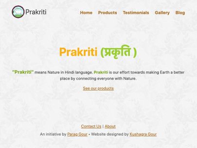 Screenshot of https://prakriti.care/